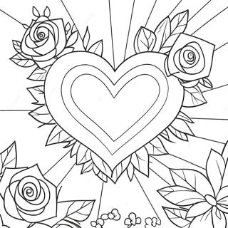 Halaman Mewarnai Taman Mawar Hati Yang Berwarna Warni 76627-19457
