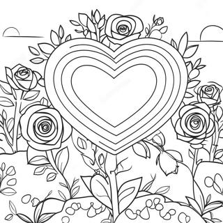 Halaman Mewarnai Taman Mawar Hati Yang Berwarna Warni 76627-19458