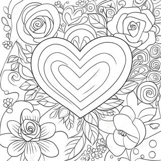 Halaman Mewarnai Taman Mawar Hati Yang Berwarna Warni 76627-19460