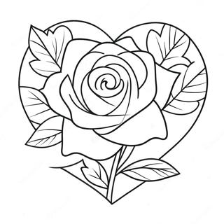 Halaman Mewarnai Mawar Hati Lucu Dengan Daun 76628 19462