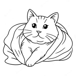 Halaman Mewarnai Kucing Berbulu Yang Terbungkus Selimut 77011-19739