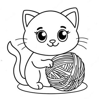 Halaman Mewarnai Gadis Kucing Yang Ceria Dengan Bola Benang 77733-20297