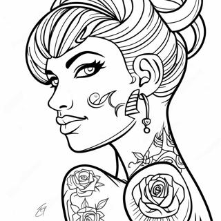 Halaman Mewarnai Baddie Edgy Dengan Tato 77942-20463