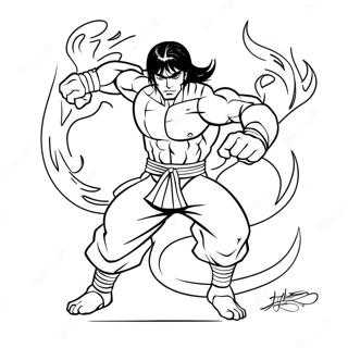 Halaman Mewarnai Liu Kang Melakukan Tendangan Api 78122-20599