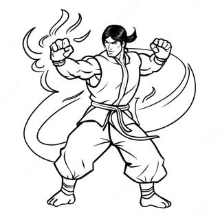 Halaman Mewarnai Liu Kang Melakukan Tendangan Api 78122-20600