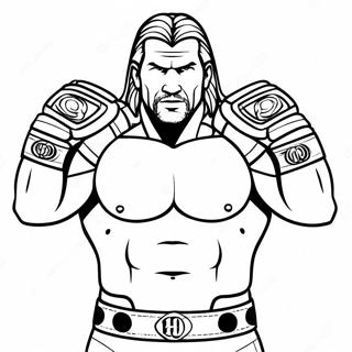 Halaman Mewarnai Triple H Dinamis Memegang Dua Sabuk 78250-20698