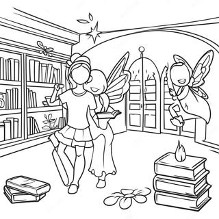 Halaman Mewarnai Perpustakaan Ajaib Dengan Peri 78482 20878