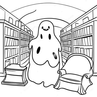 Halaman Mewarnai Perpustakaan Menyeramkan Dengan Hantu 78483-20883