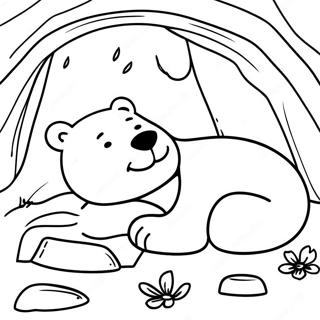 Beruang Coklat Mengantuk Di Gua Nyaman Halaman Mewarnai 79952-22005