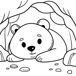 Beruang Coklat Mengantuk Di Gua Nyaman Halaman Mewarnai 79952-22008