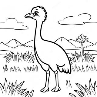 Burung Unta Di Ladang Terbuka Halaman Mewarnai 80442-22386