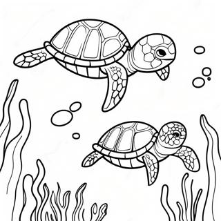 Kura Kura Laut Yang Megah Meluncur Di Bawah Laut Halaman Mewarnai 80543-22466