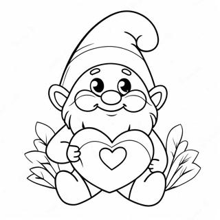 Halaman Mewarnai Gnome Valentine Lucu Dengan Hati 81080-22879