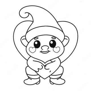 Halaman Mewarnai Gnome Valentine Lucu Dengan Hati 81080-22880