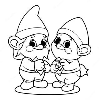 Halaman Mewarnai Gnome Valentine Ceria Dengan Busur Cupid 81082-22885