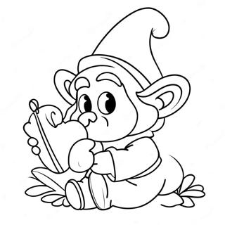 Halaman Mewarnai Gnome Valentine Ceria Dengan Busur Cupid 81082-22887