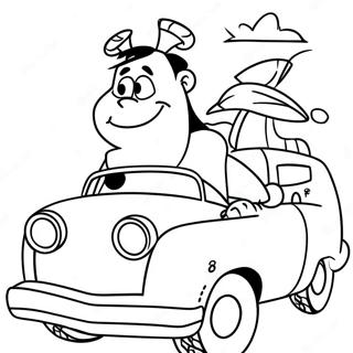 Halaman Mewarnai Fred Flintstone Di Mobilnya 81209-22978