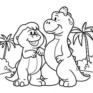 Halaman Mewarnai Barney Rubble Dan Dino 81210-22983