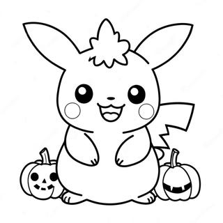 Gambar Mewarnai Pikachu Halloween Lucu Dengan Labu 81415-23138