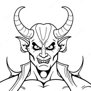 Halaman Mewarnai Iblis Menyeramkan Dengan Tanduk 82060-23640