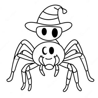 Halaman Mewarnai Laba Laba Halloween Lucu Dengan Topi 82165-23729