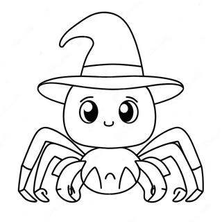 Halaman Mewarnai Laba Laba Halloween Lucu Dengan Topi 82165-23731