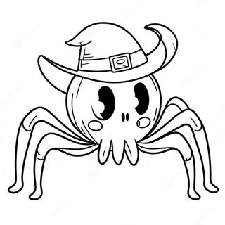 Halaman Mewarnai Laba Laba Halloween Lucu Dengan Topi 82165-23758