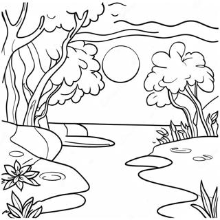 Halaman Mewarnai Pemandangan Alam Yang Tenang 82216-23800