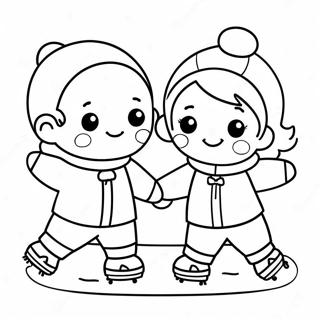 Halaman Mewarnai Anak Anak Lucu Seluncur Es 82497-24009