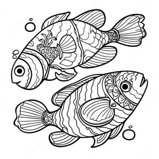 Ikan Berwarna Warni Berenang Halaman Mewarnai 82804-24247