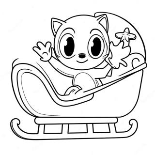 Halaman Mewarnai Sonic Dalam Kereta Salju Natal 83013-24415