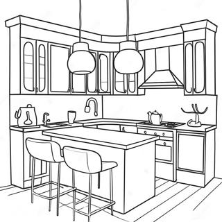 Halaman Mewarnai Desain Interior Dapur Modern 83242-24589