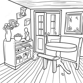 Halaman Mewarnai Desain Interior Pedesaan Yang Menawan 83244-24597