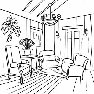 Halaman Mewarnai Desain Interior Pedesaan Yang Menawan 83244-24599