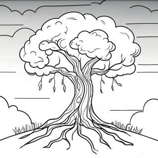 Halaman Mewarnai Pohon Kesepian Di Langit Badai 83370 24693