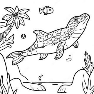 Gambar Mewarnai Mosasaurus Yang Berenang Di Laut 83804 25032