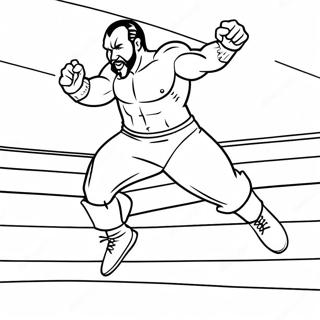 Halaman Mewarnai Pegulat Wwe Dinamis Melompat Ke Lawan 84496-25571