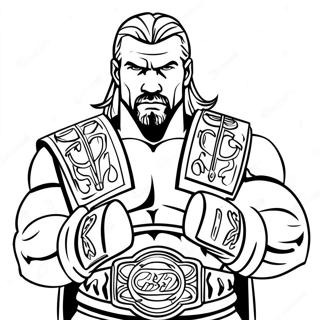 Halaman Mewarnai Epic Triple H Memegang Dua Sabuk 84498-25577