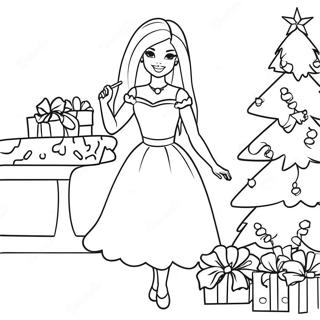 Gambar Mewarnai Barbie Mendekorasi Pohon Natal 84575 25639
