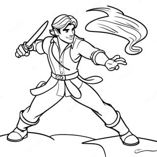 Halaman Mewarnai Flynn Rider Yang Terjerat Dalam Aksi 8477 1756