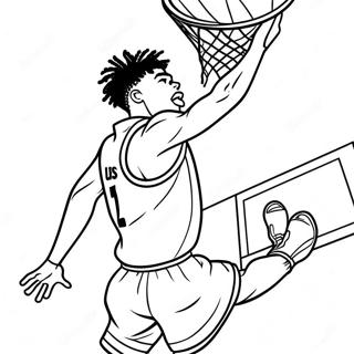 Halaman Mewarnai Ja Morant Melakukan Dunk Basket 85210-26212