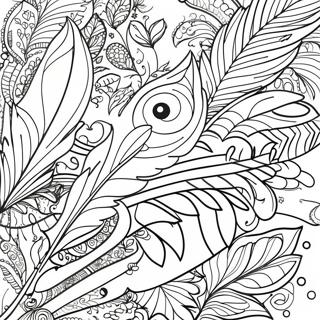 Halaman Mewarnai Doodle Bulu Fantasi 85343-26322