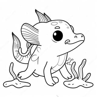 Halaman Mewarnai Axolotl Dengan Insang Berwarna Warni 8569 875