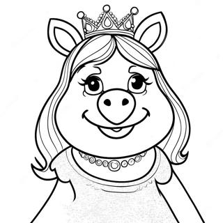 Halaman Mewarnai Miss Piggy Dengan Pakaian Glamour 86286 27053