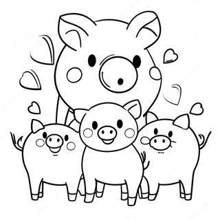 Halaman Mewarnai Keluarga Babi Yang Menggemaskan 86338-27099