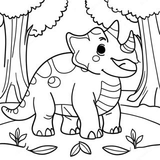 Halaman Mewarnai Triceratops Berwarna Di Hutan 87802-28233