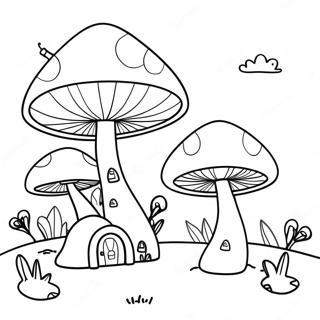 Halaman Mewarnai Desa Jamur Fantasi 87828 28437