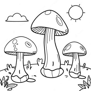 Halaman Mewarnai Desa Jamur Fantasi 87828 28440