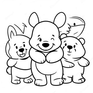 Halaman Mewarnai Bayi Winnie The Pooh Yang Imut Dengan Teman Teman 88057-28606