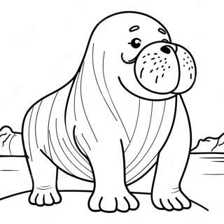 Gambar Mewarnai Walrus Realistis Di Atas Es 88111-28656